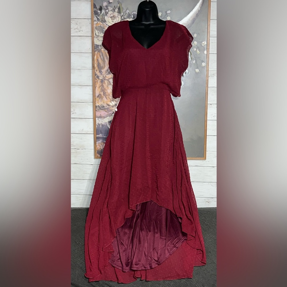 Chic High Low Burgundy Dress